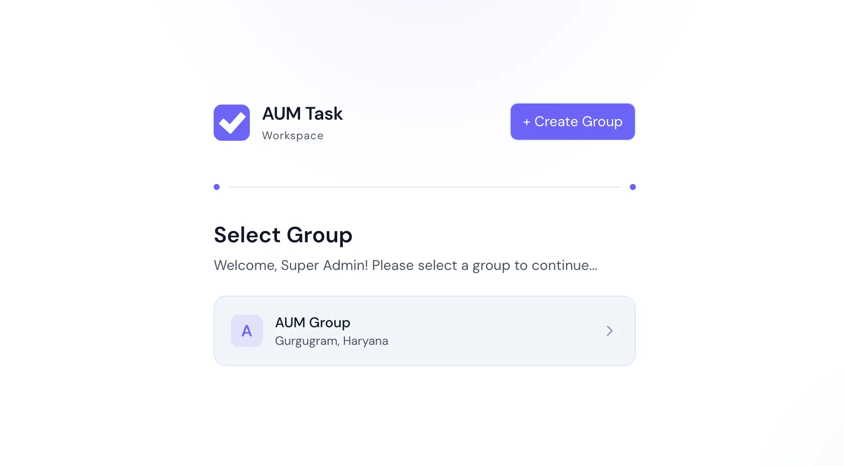 AUM Task Select Group Portal